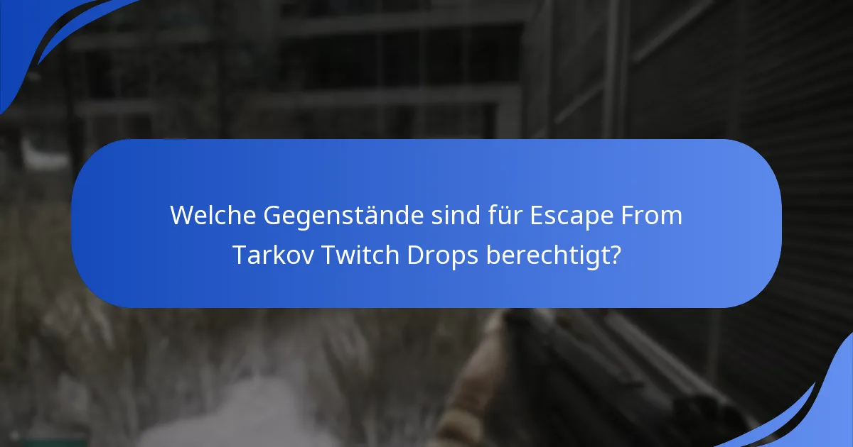 Welche Gegenstände sind für Escape From Tarkov Twitch Drops berechtigt?
