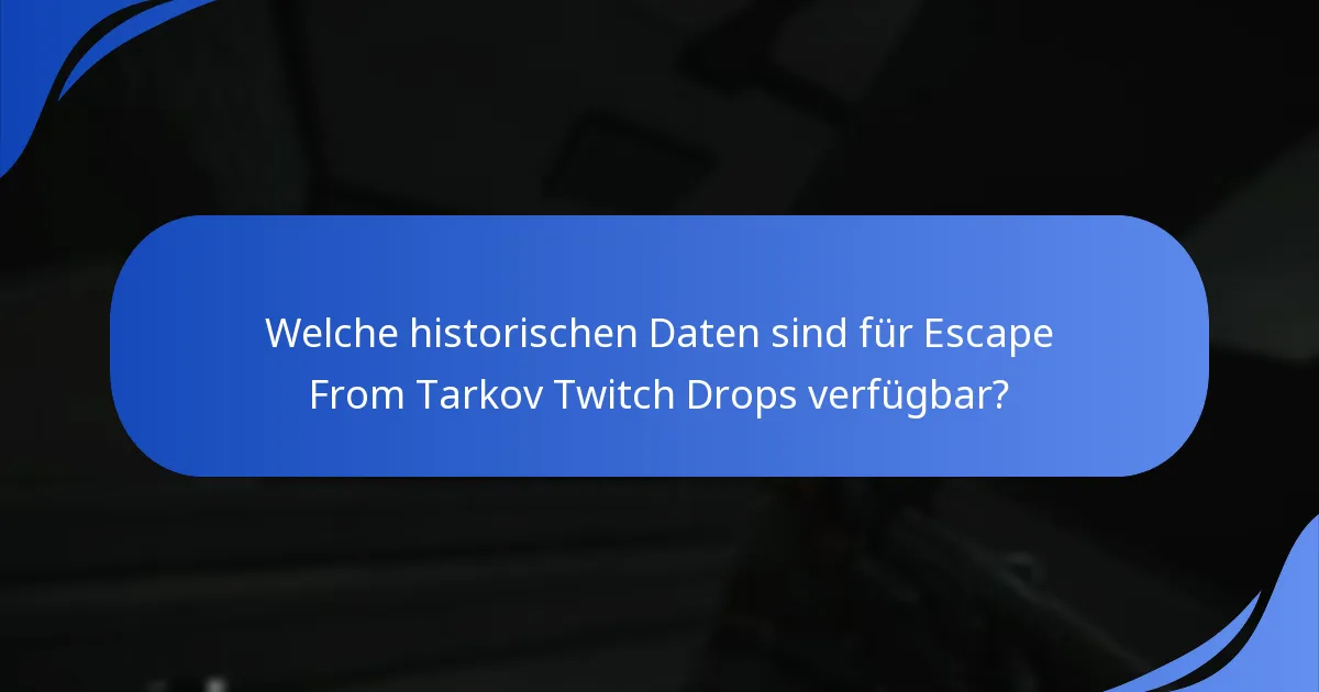 Welche historischen Daten sind für Escape From Tarkov Twitch Drops verfügbar?