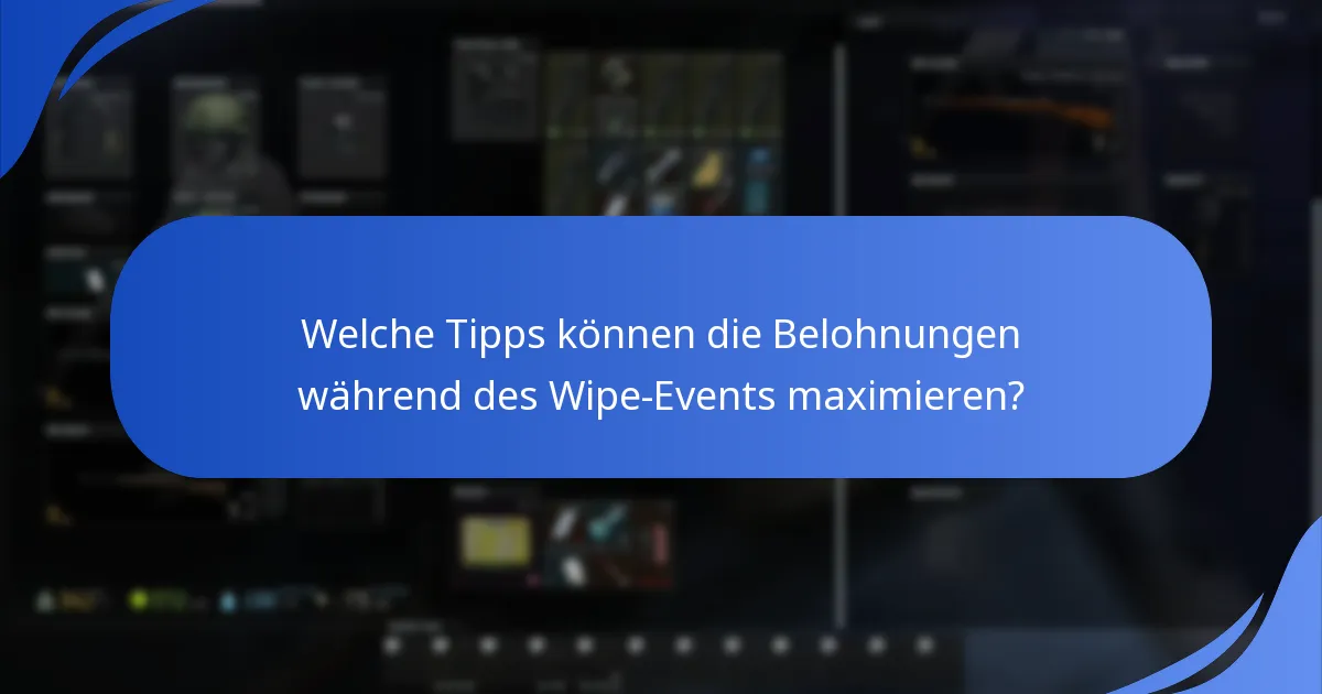Welche Tipps können die Belohnungen während des Wipe-Events maximieren?